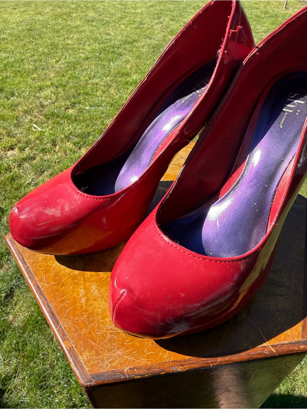Shi by JOURNEYS Red Patent Platform Pumps